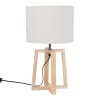 Rubberwood Lamp with Light Grey Shade